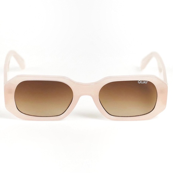 QUAY Hyped Up Sunglasses Milky Pink Frames Brown Gradient Lenses Unisex NWT - Picture 4 of 10